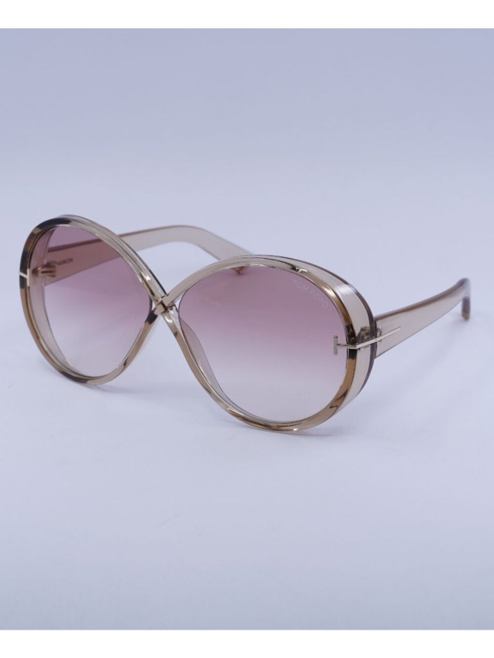 Tom Ford Edie-02 FT1116 45T Sunglasses Brown Oval Frame, Bordeaux Lenses